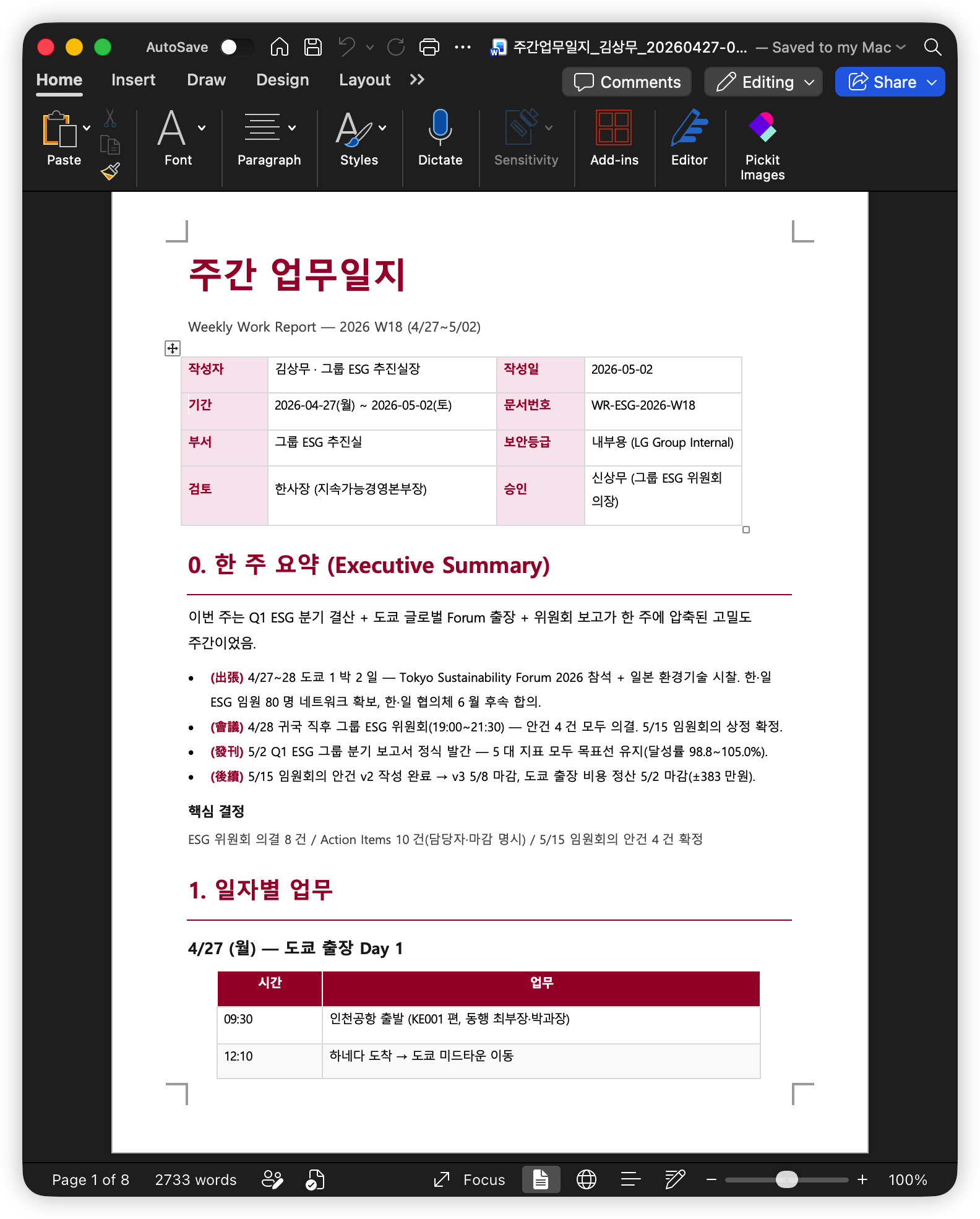 주간 업무일지